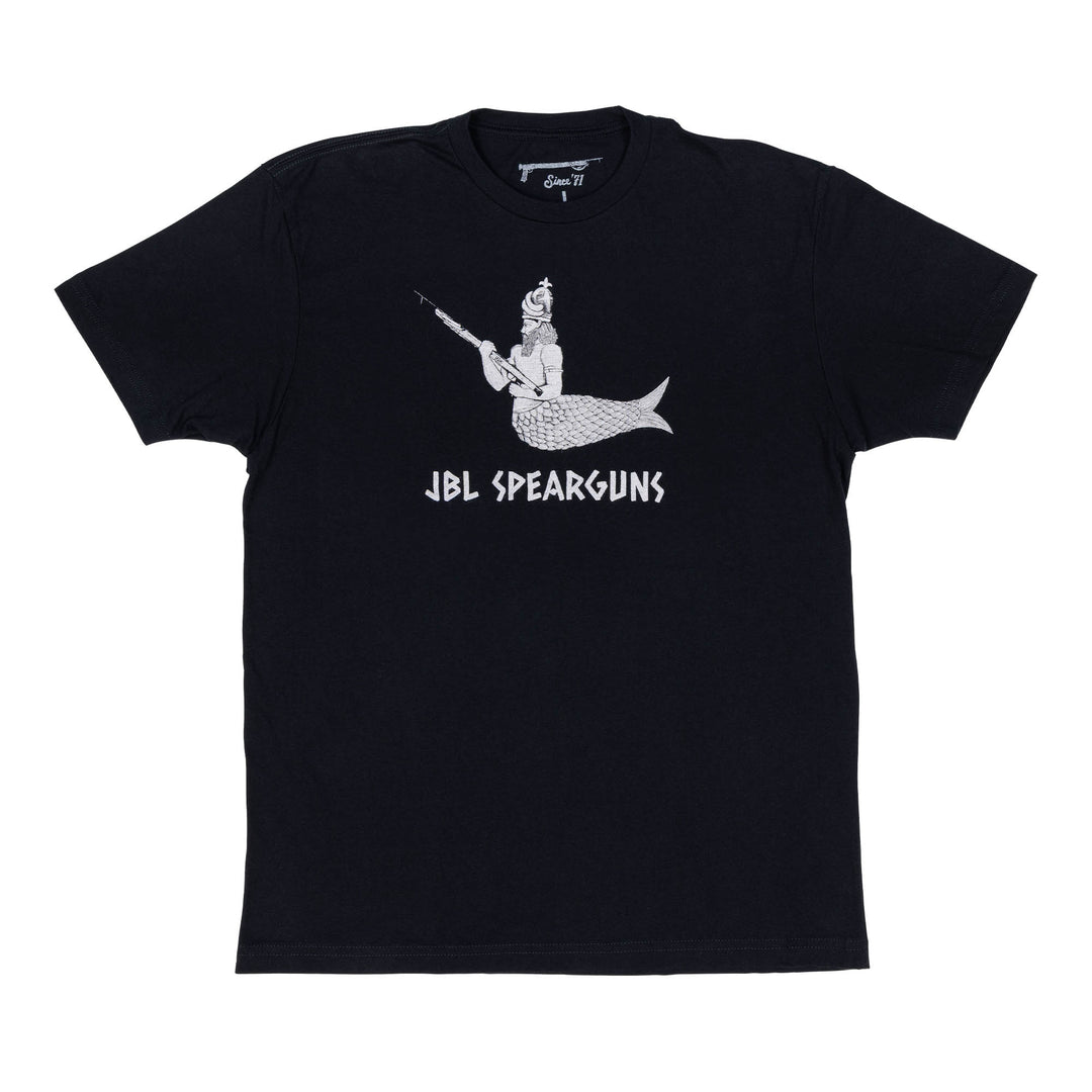 Black t-shirt with white Oannes Spear God graphic